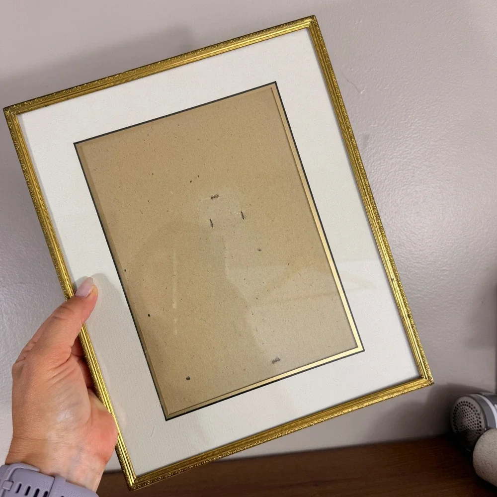Vintage Brass Picture Frame 8x10 Ornate Floral Gold Tone Easel Back Decor